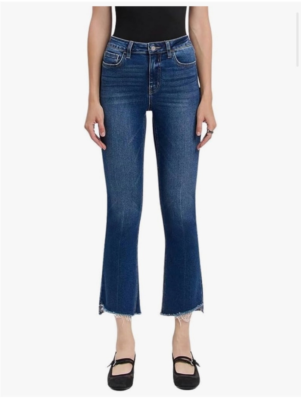 VERVET Women's High-Rise Raw Step Hem Cropped Kick Flare Jeans size 26